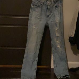 The Isabelle High-Rise straight crop ripped jeans.